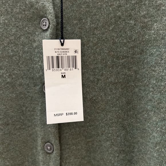 Polo Ralph Lauren Sz M Green/Gray Cropped Crewneck Cardigan Cashmere Sweater - Picture 7 of 13